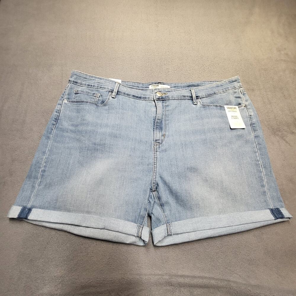 Signature Levis Jean Shorts New Womens 22 Blue Mid Rise Stretch Rolled Cuff